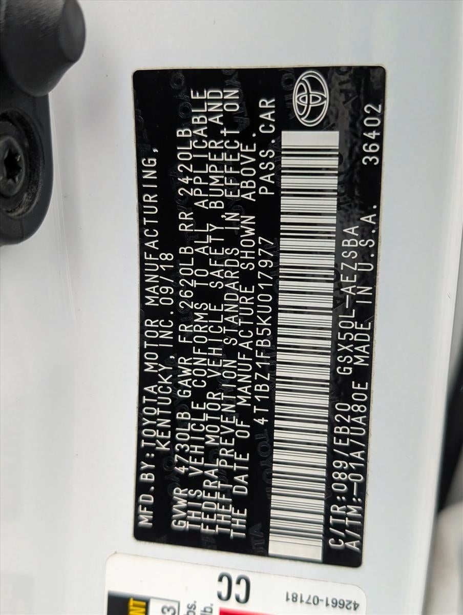 2019 Toyota Avalon Touring (Natl)