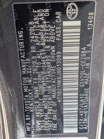 2018 Toyota Camry XLE V6 Auto (Natl)