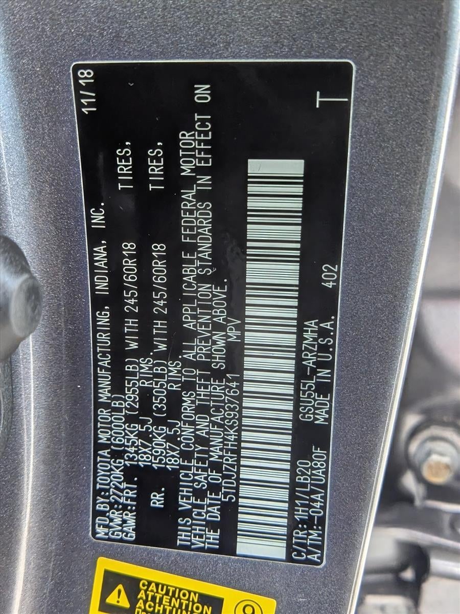 2019 Toyota Highlander XLE V6 AWD (Natl)