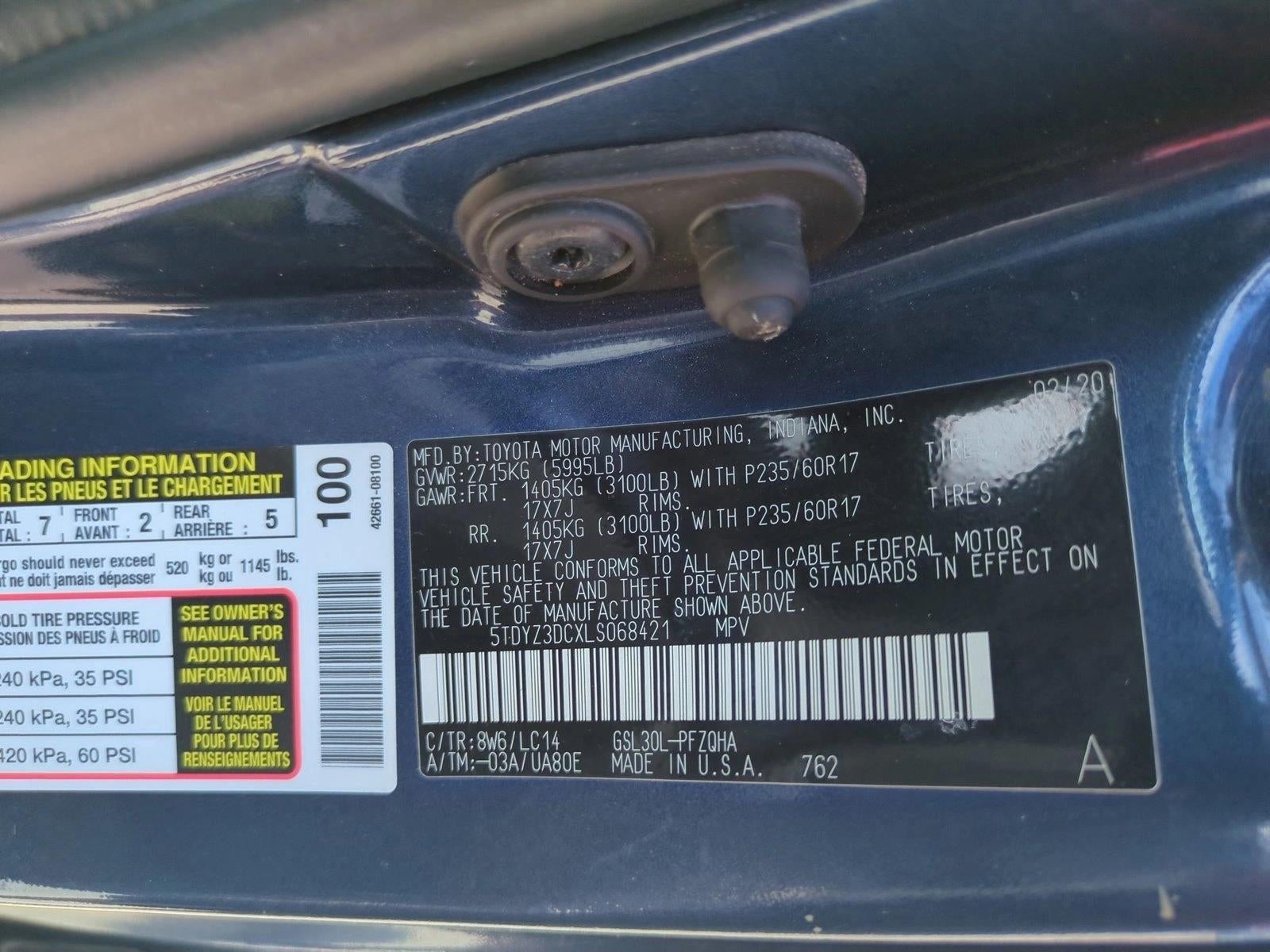 2020 Toyota Sienna XLE Auto Access Seat FWD 7-Passenger (GS)