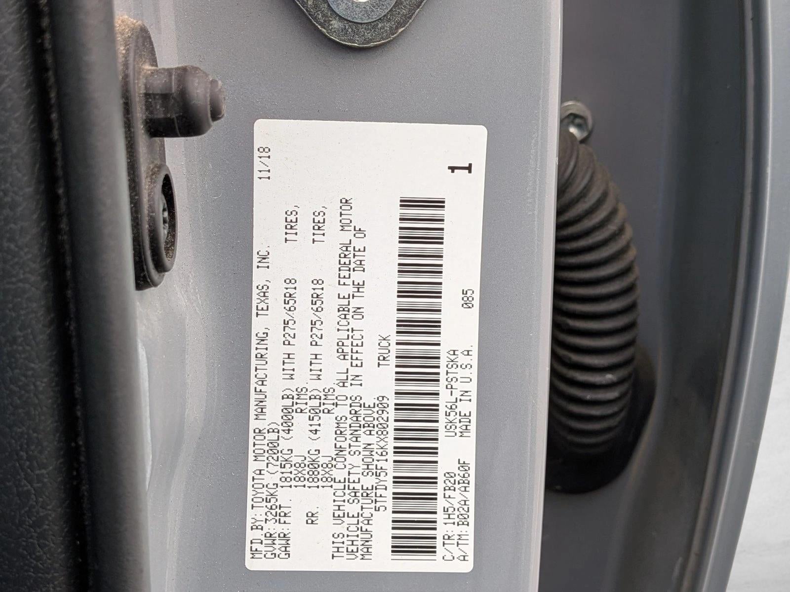 2019 Toyota Tundra 4WD 4WD SR5 CrewMax 5.5' Bed 5.7L (Natl)