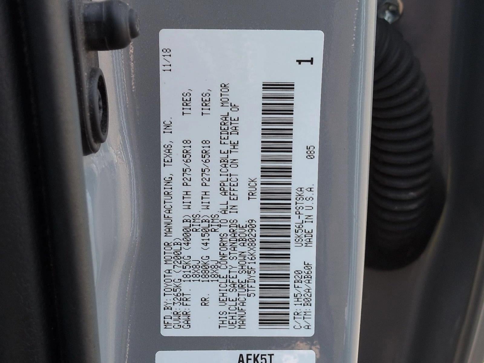2019 Toyota Tundra 4WD 4WD SR5 CrewMax 5.5' Bed 5.7L (Natl)