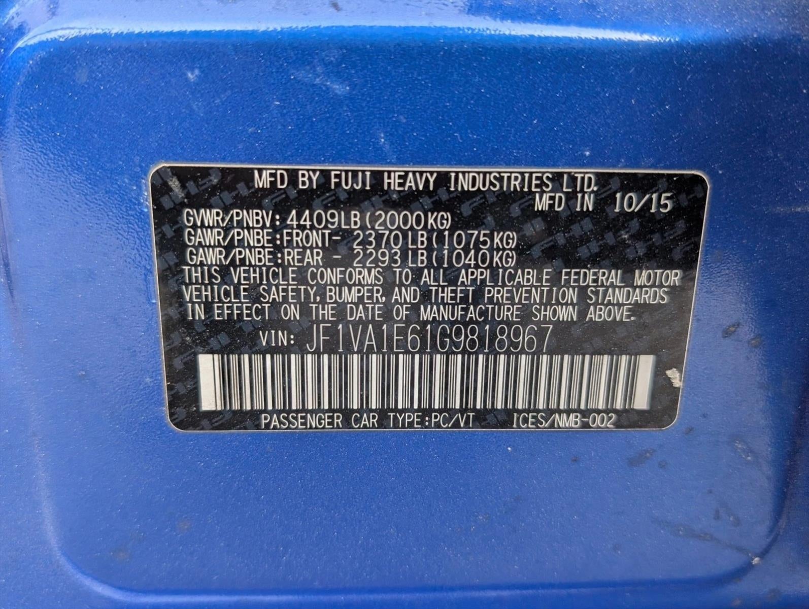 2016 Subaru WRX 4dr Sdn Man Premium