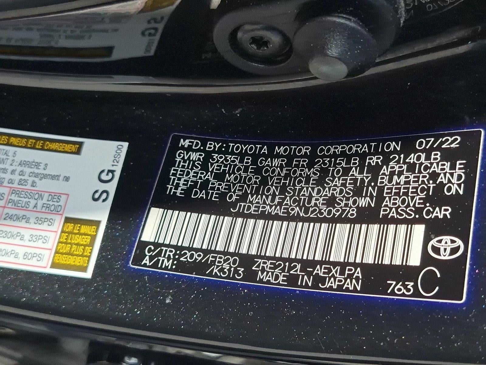 2022 Toyota Corolla LE CVT (Natl)