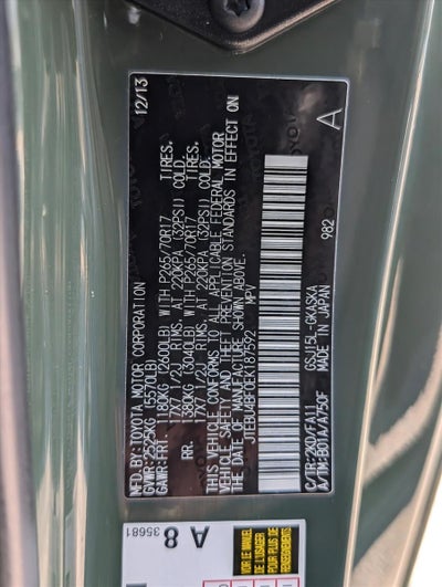 2014 Toyota FJ Cruiser 4WD 4dr Auto (Natl)