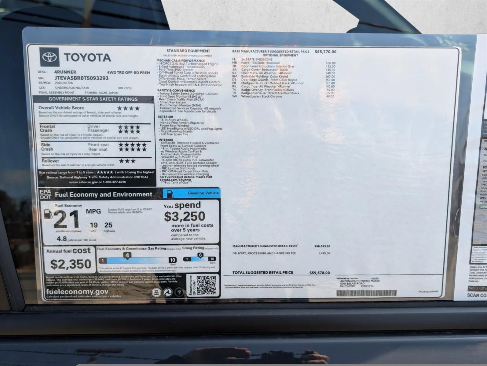 2026 Toyota 4Runner TRD Off Road Premium 4WD (Natl)