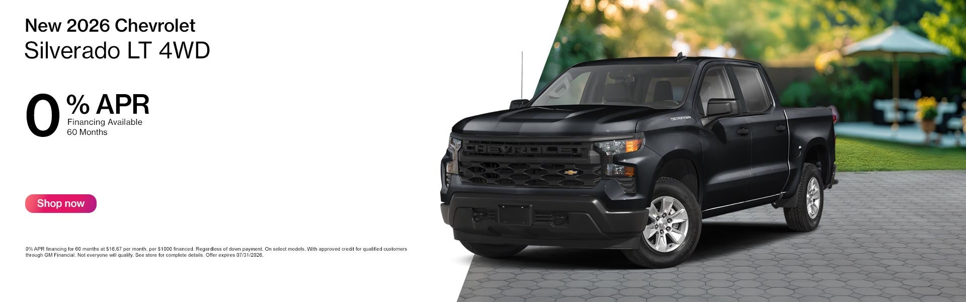 2026 Chevrolet Silverado LT 4WD with 0% APR for 60 months