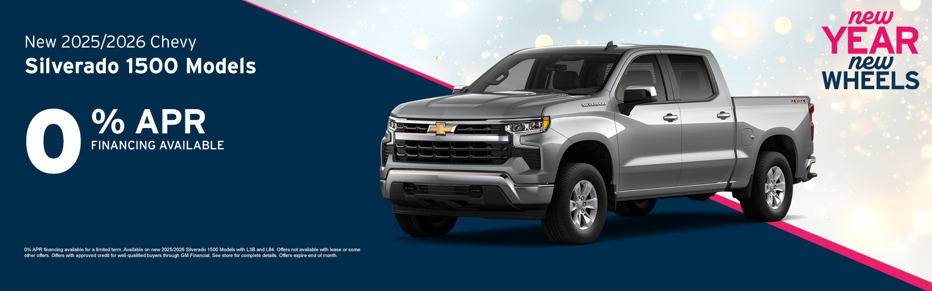 New 2025/2026 Chevy Silverado 1500 truck promotion